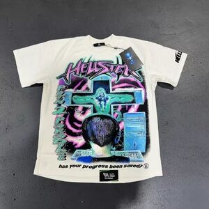 White Graphic T-Shirt with Neon Design
